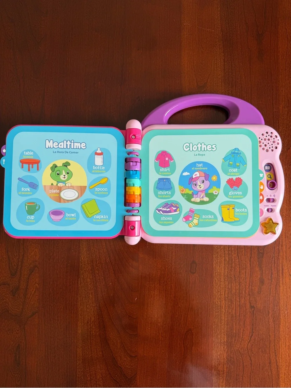 LeapFrog 100 Words Book Scout & Violet Lights Sounds Music English & Spanish